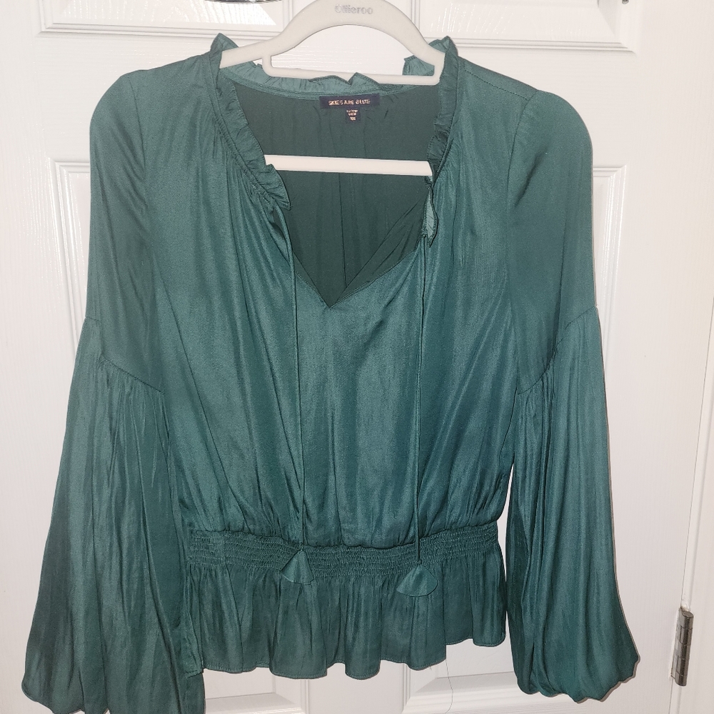 Skies Are Blue Green Blouse